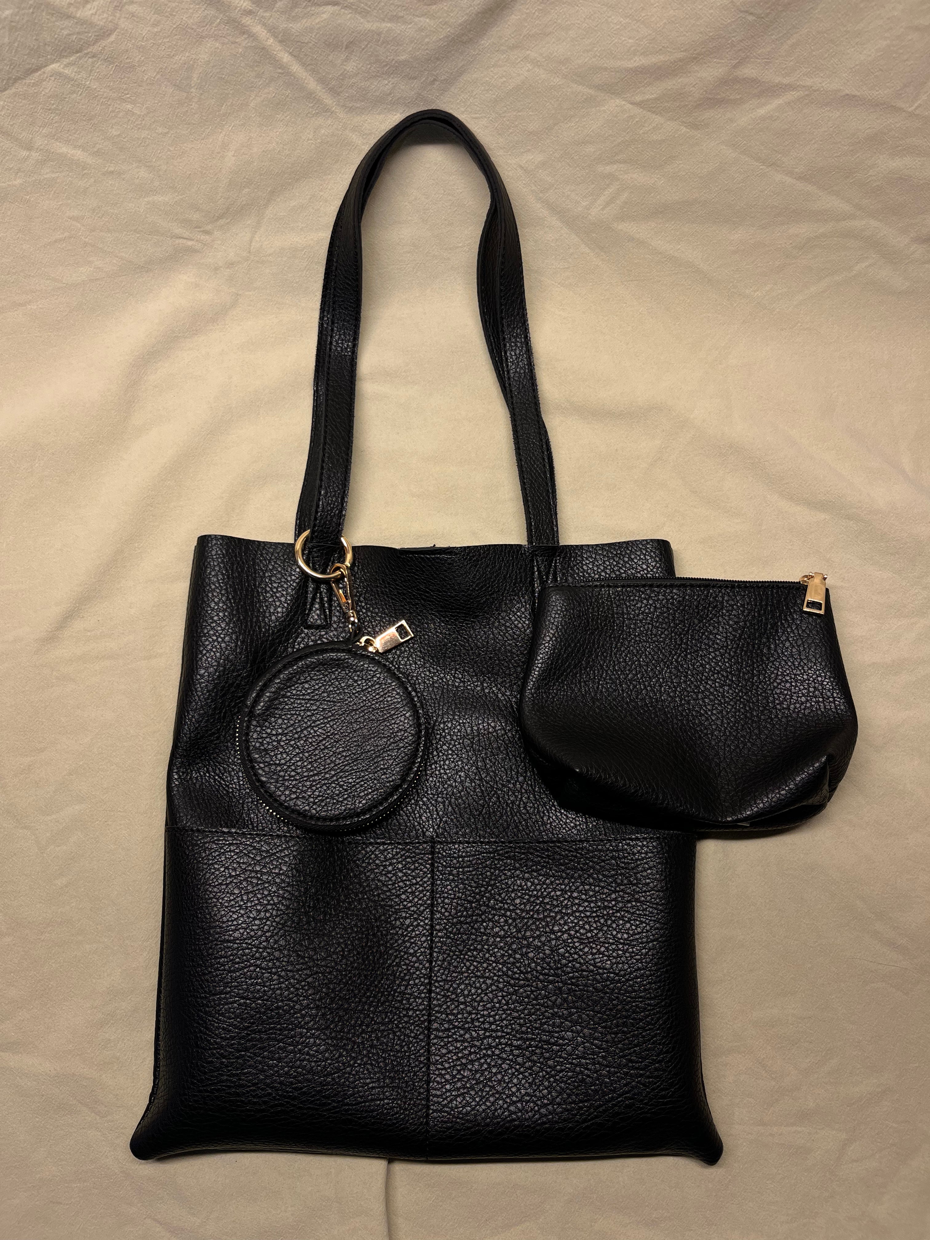 Leather Shopper Black